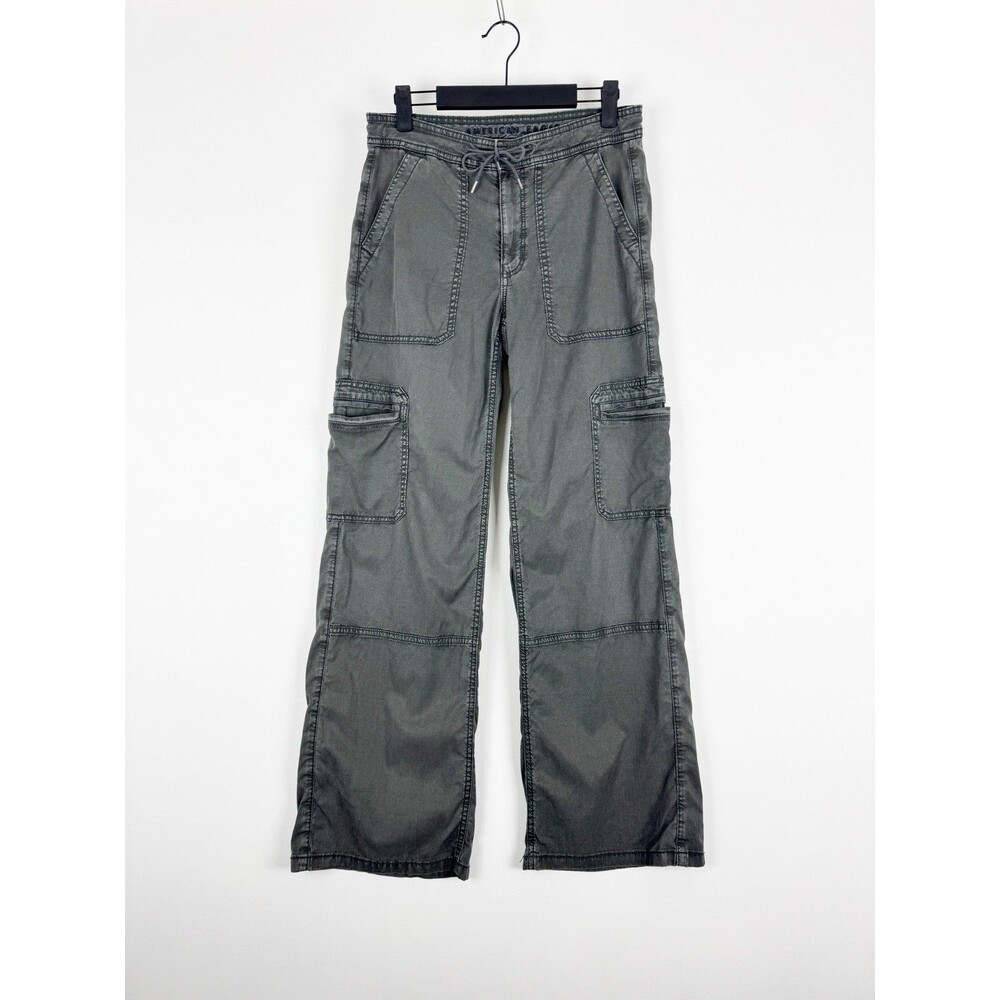 American Eagle Women's Gray Utility Wide Leg Stretch Casual Cargo Pants Size 2
